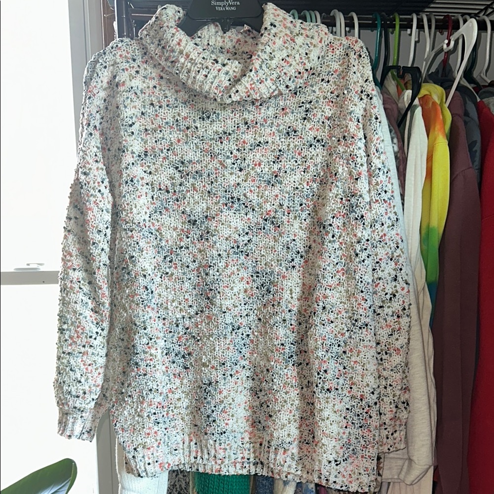 Macy's Black and White Cowl Neck Sweater